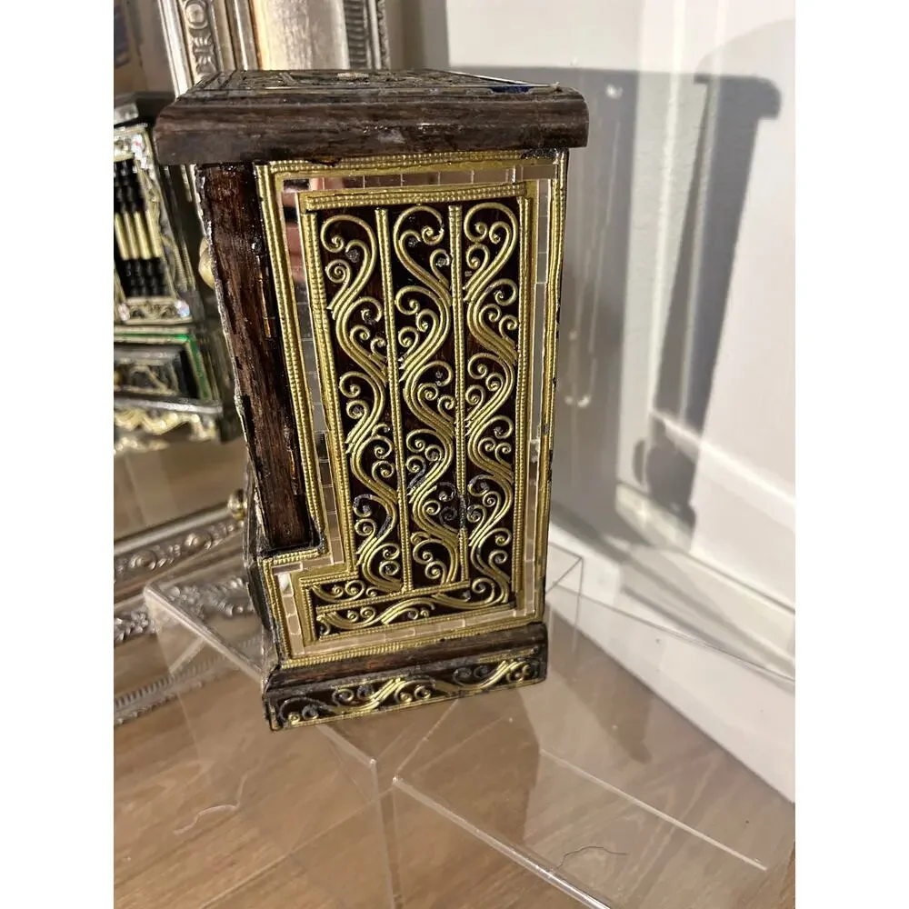 Vintage Thai Wooden Jewelry Box Mini Cabinet Armoire Boho Trinket Chest